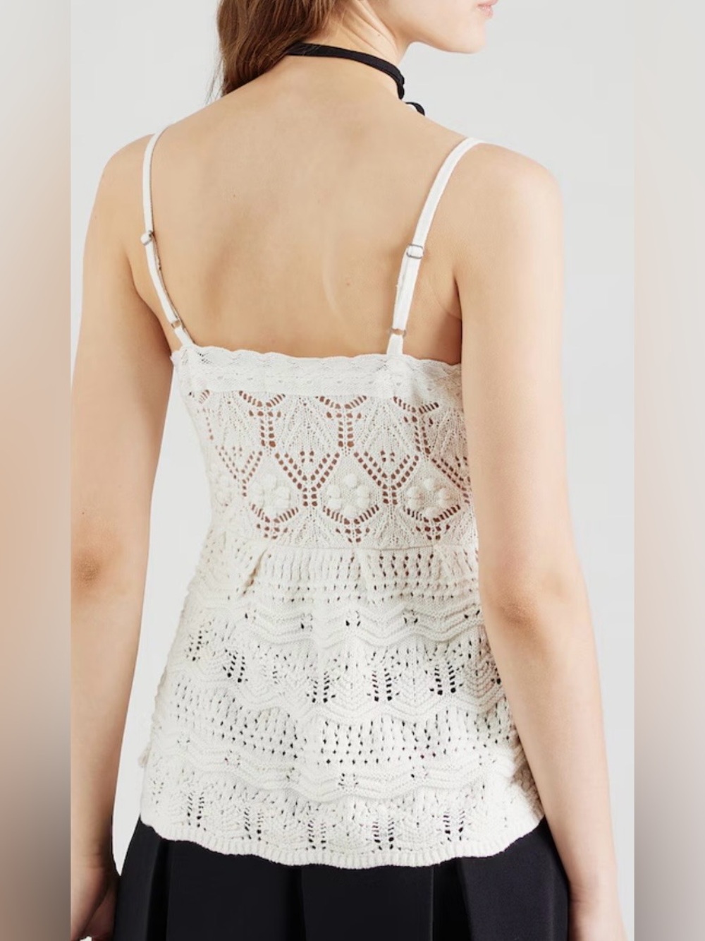 Hollister Crochet Style Tie-Front Lace Tank- Top White Small Pre-owned